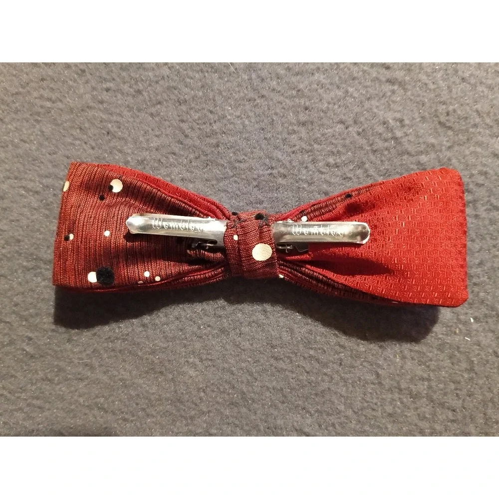 Wembley Clip-On Men's Bow Tie Rust Red Polka Dot Classic Style - Picture 2 of 3